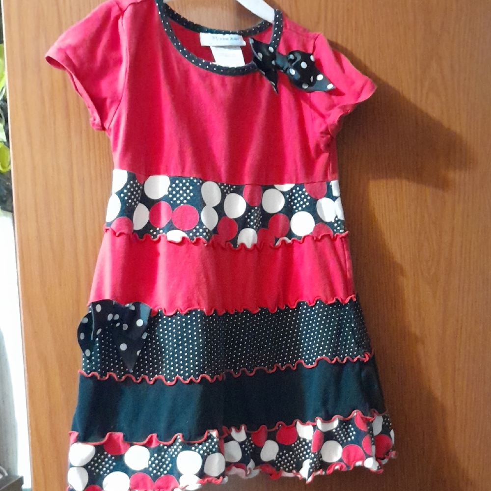 Bonnie Jean Red and Black Polka Dot Dress